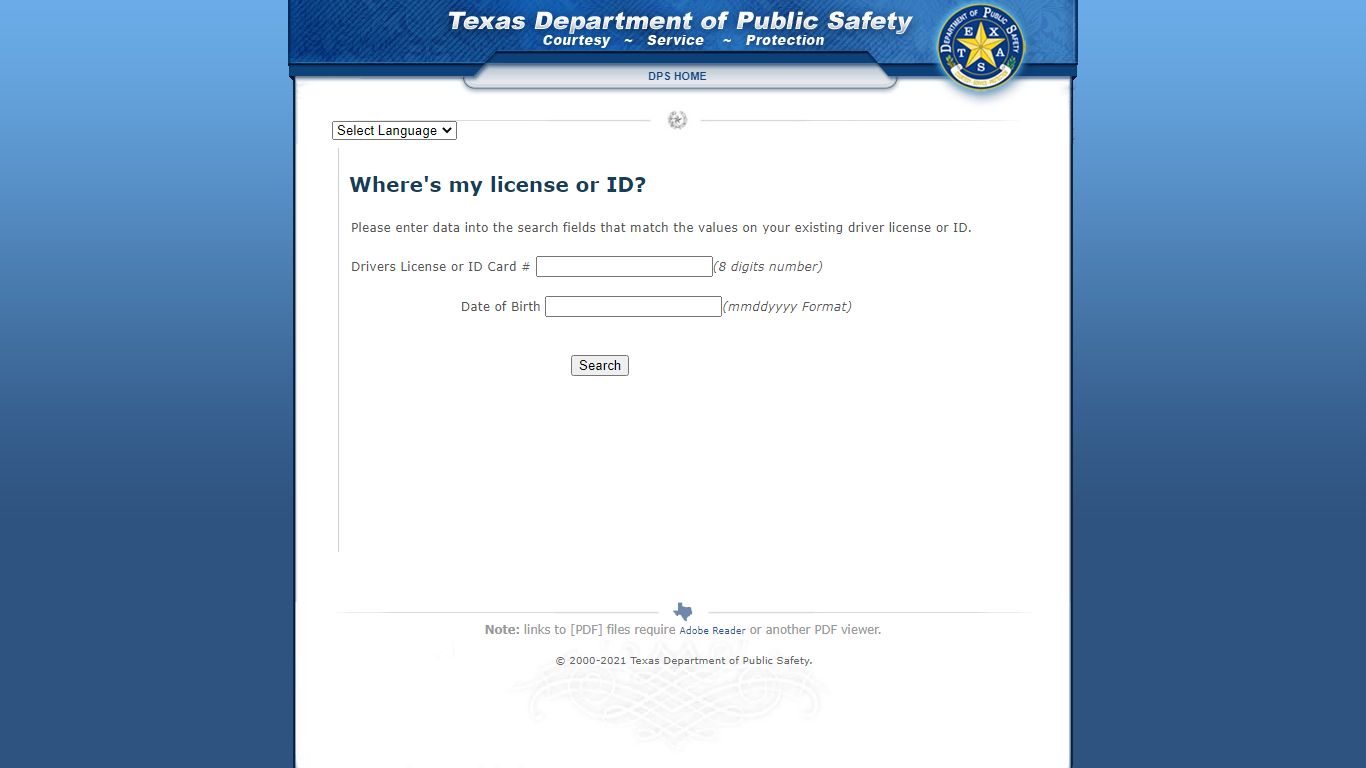 Texas Department of Public Safety - DL Status Search